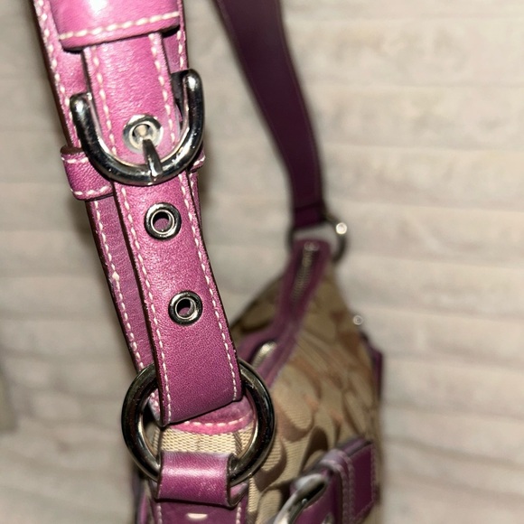 Coach Brown and Purple Suede & Leather Signature Shoulder Bag - Picture 11 of 11